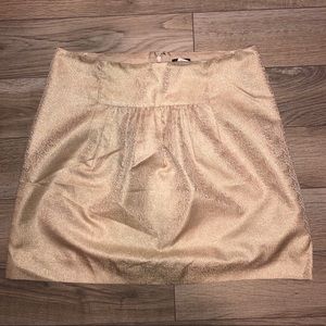 Gold Metallic Front Pleated J. Crew Mini Skirt
